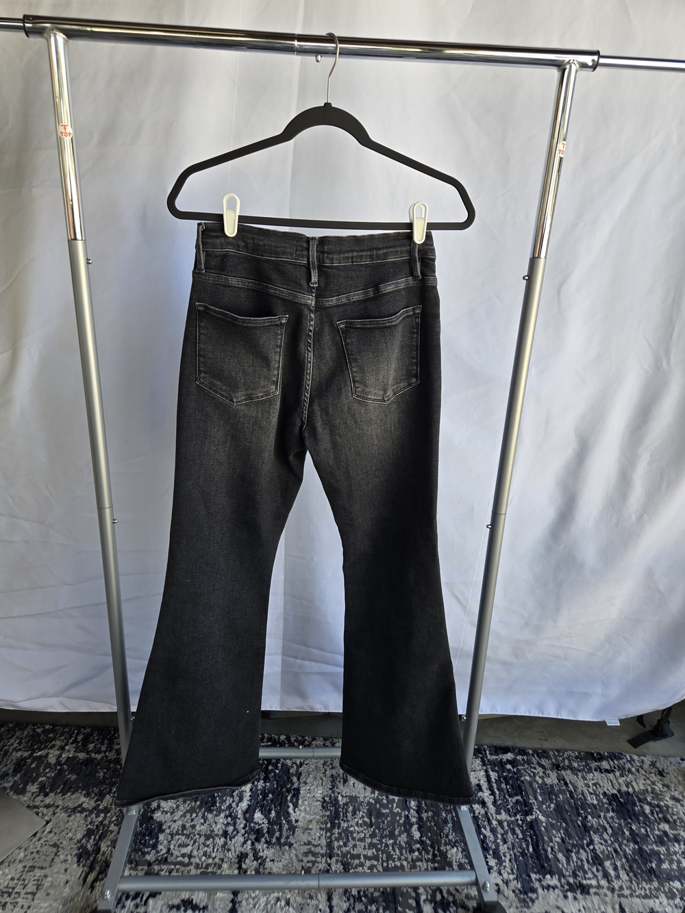 Frame LE PIXIE HIGH FLARE Denim Black Flare Jeans - Picture 2 of 10